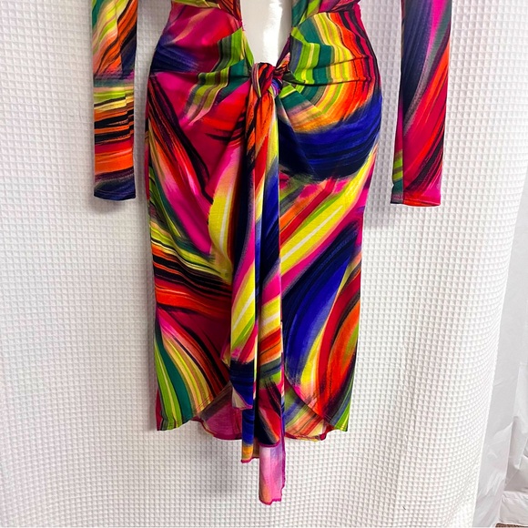 Fashion Nova ladies long sleeve vibrant colored bodycon dress size large - Picture 3 of 9